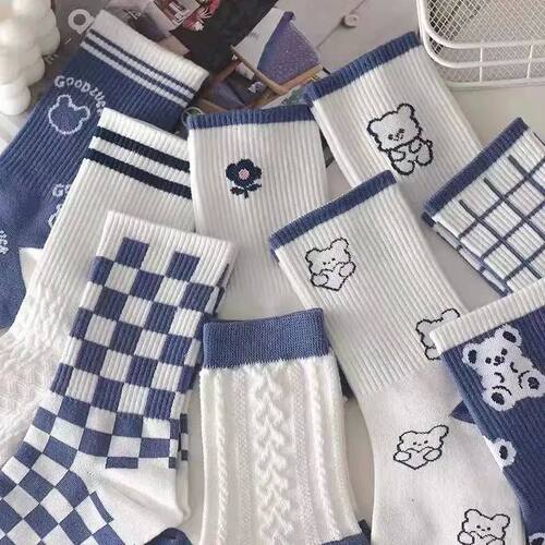 Japan Harajuku style cartoon creative striped checkered bear