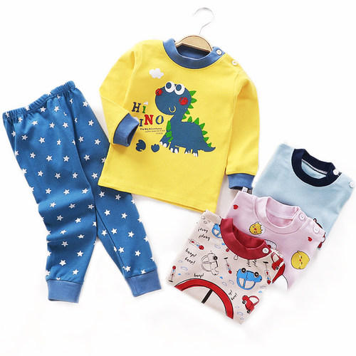 Kids Pajamas Sets Baby Boys Girls Sleepwear Set Cotton Long