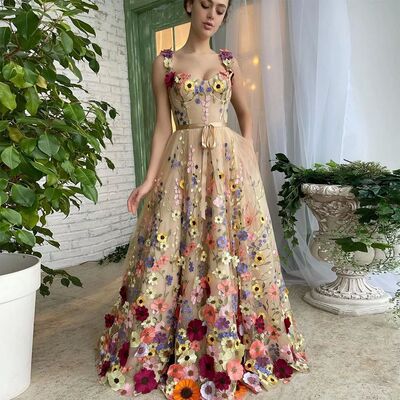 Sevintage Exquisite 3D Flowers Prom Dresses?Sweetheart Flora