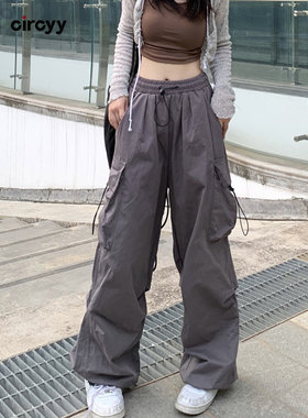High Waisted Pants Women Designer Pockets Drawstring Full Le