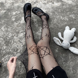 Lolita Girls Cute Pentacle Print Tights Women Sexy Gothic Pu