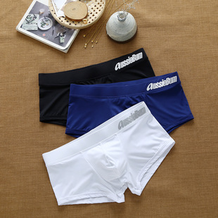 Men's flat-angle panties milk silk low waist elastic three-d