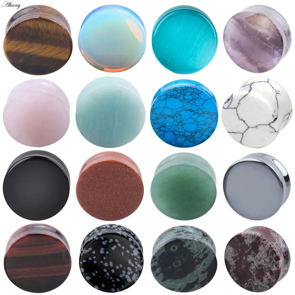 1PC Stone Ear Plugs Gauges Earrings Women Men Ear Plug Flesh