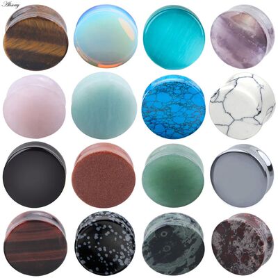 1PC Stone Ear Plugs Gauges Earrings Women Men Ear Plug Flesh