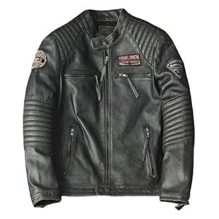 Jacket Leather for Men Biker Motorcycle Style Genuine