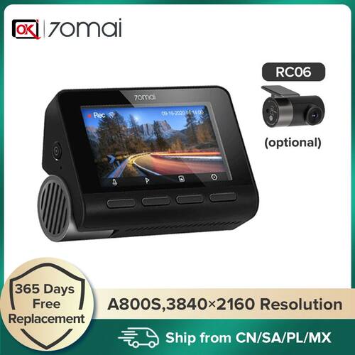 70mai A800S 4K Dash Cam 3840X2160 Resolution Dash Camera Sup