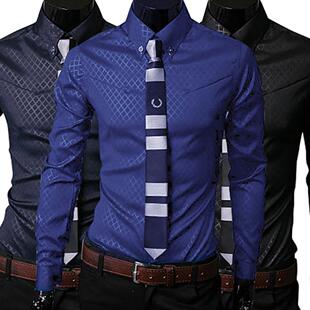 Mens Business Shirt Casual Long Sleeved Shirt Male Social Dr