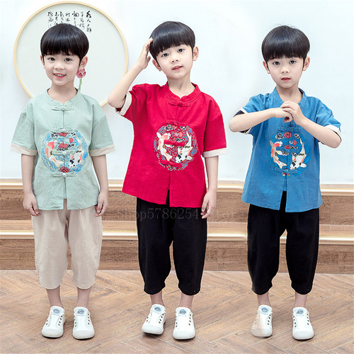 Summer 2022 Cotton Traditional Chinese Clothing for Kids Shi