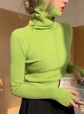 Women heaps collar Turtleneck Sweaters Autumn Winter Slim Pu