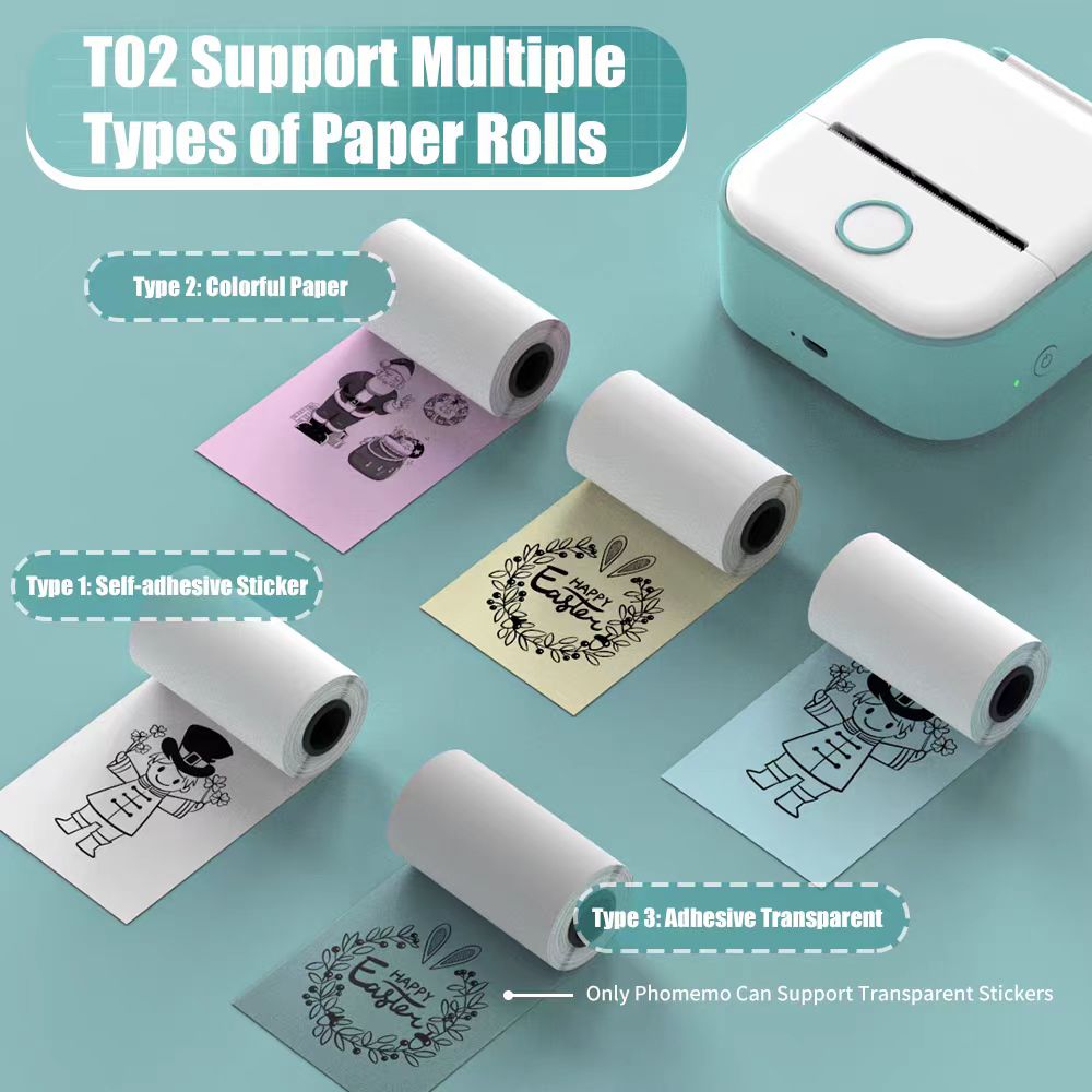 印先森 T02 Portable Wireless Thermal Pocket Printer Self-a