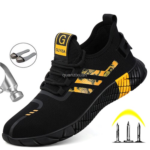 Breathable Men Safety Shoes Steel Toe Work Boots For Man Pun