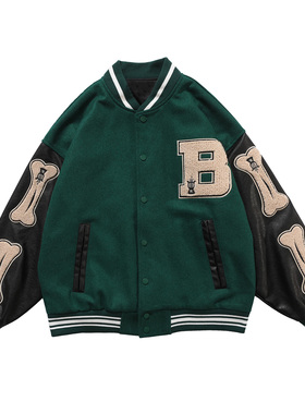 LACIBLE Hip Hop Furry Bone Patchwork Color Block Jackets Har