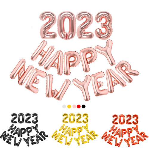 16inch Happy New Year 2023 Colorful Foil Balloons Merry Chri