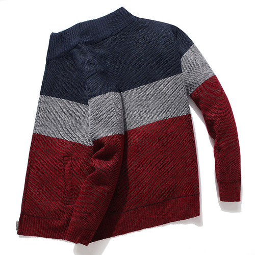 New Cardigan Men Sweater Striped Grey Men's Sweater Oversiz