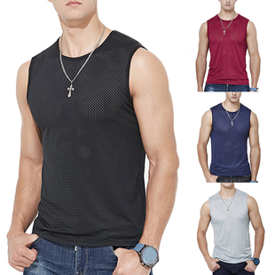 Vest Ice Bodybuilding Fitness drying Mesh Quick Men Silk