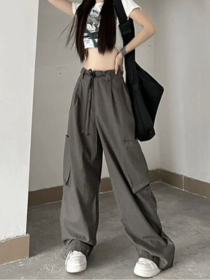 HOUZHOU Gothic Punk Parachute Pants Women Y2K Harajuku Techw