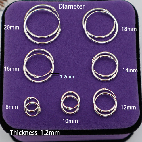 Medium 925 Sterling Silver Small Hoop Earrings For Women Ear