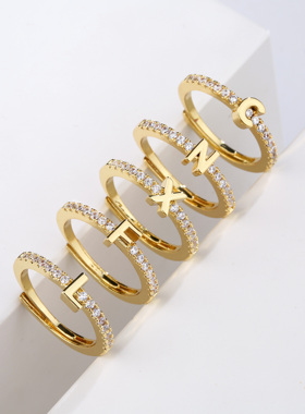 HECHENG, moda harfleri mektup yüzük kad?nlar i?in klasik b