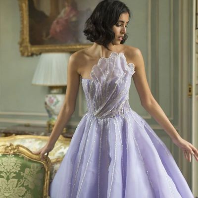 Sharon Said Luxury Dubai Beaded Lilac Evening Dress Elegant
