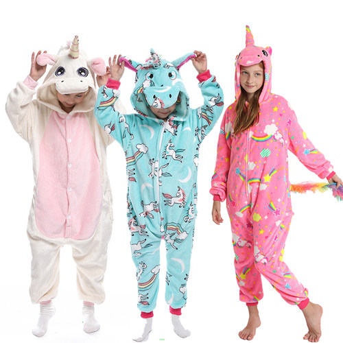 Kigurumi Suit for Children Winter Overalls Warm Kids Pajamas
