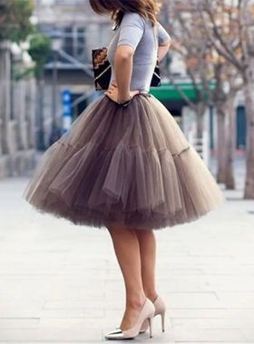Petticoat 5 Layers 60cm Tutu Tulle Skirt Vintage Midi Pleate