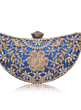 Chaliwini Classic Women Clutch Evening Bag Hollow Out Metal