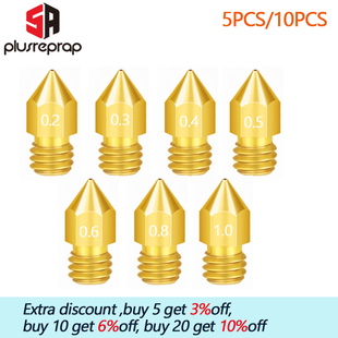 5/10PCS MK8 Brass Nozzle 0.2MM 0.3MM 0.4MM 0.5MM Extruder Pr