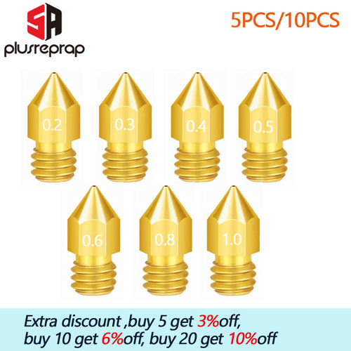 5/10PCS MK8 Brass Nozzle 0.2MM 0.3MM 0.4MM 0.5MM Extruder Pr