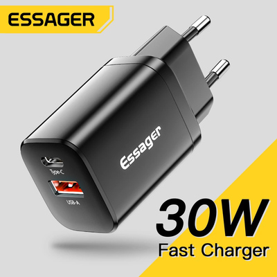 Essager USB Type C Fast Charger 30W QC PD 3.0 Dual Port  Por