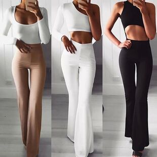 Summer Autumn Solid Elegant Female Lady Women's Palazzo Flar