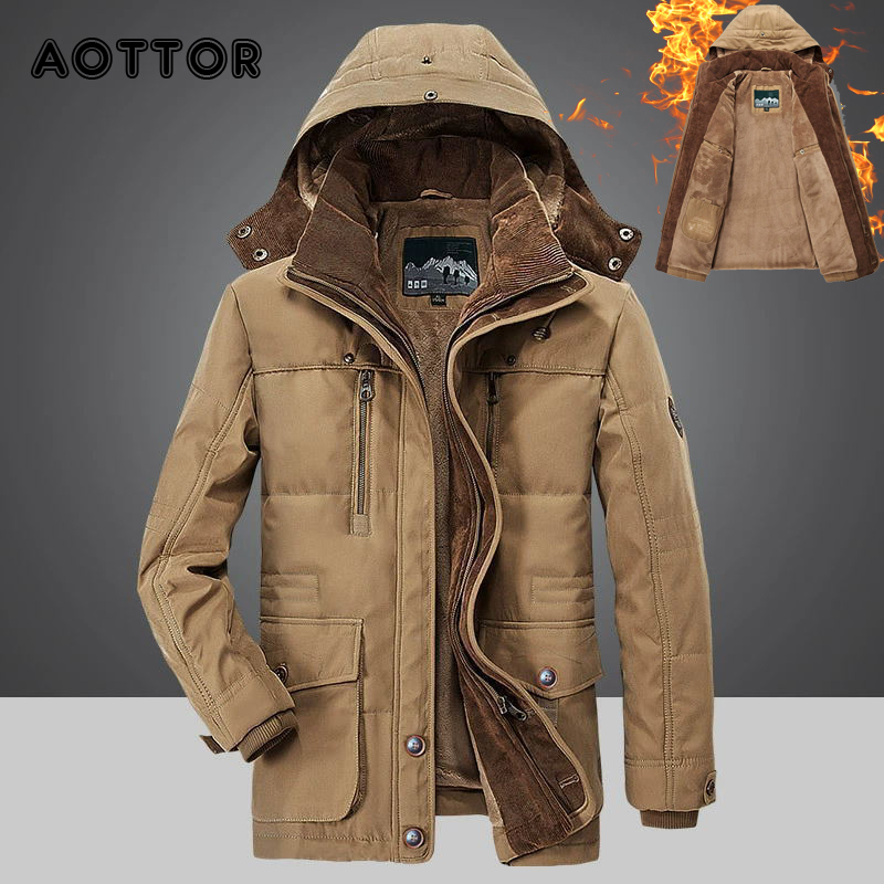 Winter Men Hooded Parkas Fur Linner Thicken Jacket Male Casu