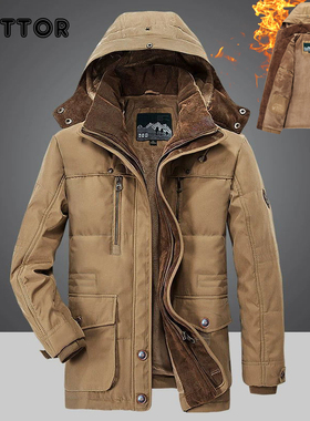 Winter Men Hooded Parkas Fur Linner Thicken Jacket Male Casu