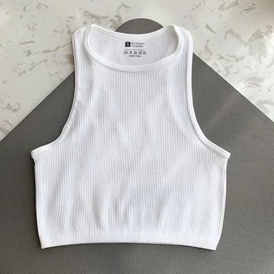 Crop Top Women Seamless Casual Tank Tops Solid Elastic Rib-K