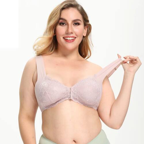 V 2pcs Plus Size Bras For Women Push Up Front Closure Seamle