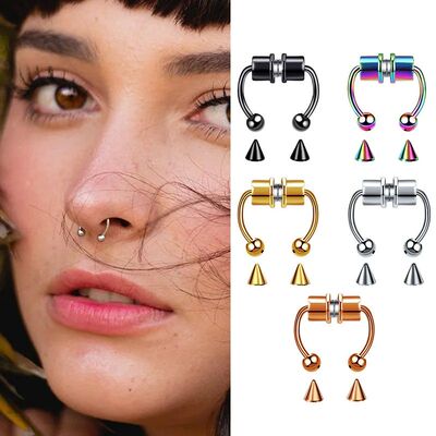 Fake Nose Ring Hoop Nose Septum Rings Stainless Steel Magnet