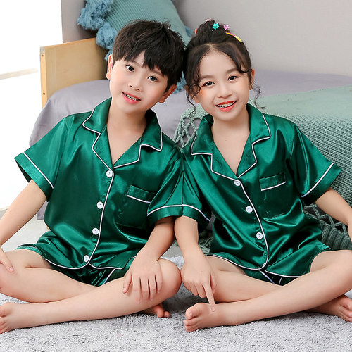 Girls Pajamas Set Summer Short Sleeve Children's Sleepwear S
