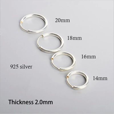 925 Sterling Silver Bold Hoop Earrings For Women Men Thicker