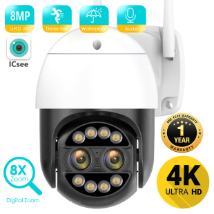 BESDER 8MP 4K 8x Hybrid Zoom 2.8+12mm Dual Lens PTZ IP Camer