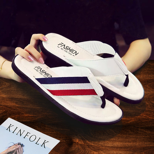 Men Fashion Leather Flip Flops Handmade PU Outdoor Slippers