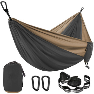 Solid Color Parachute Hammock with Hammock straps and Black