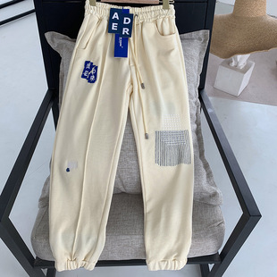 High Quality ADER ERROR Pants Women crack Embroidered Logo S