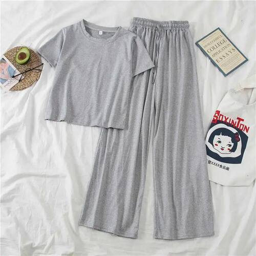 Fanceey 2 Pieces Cotton Sleepwear Women Pajama Sets Loose Ni