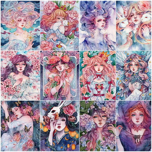 5D Diy Diamond Painting Cartoon Girl Portrait Full Square/Ro