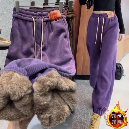 Pants Women Plush Sweatpants Women's Autumn and Winter New P