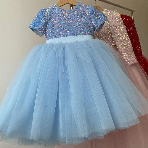 3-8 Year Girls Princess Dress Sequin Lace Tulle Wedding Part