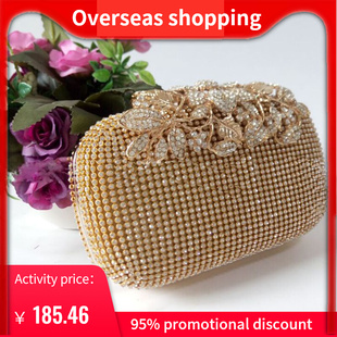 Unique Gold Rhinestone Evening bag Clutch Purse Party Bridal