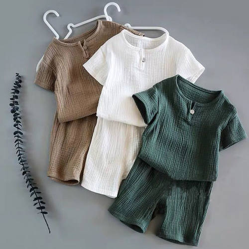 Boys And Girls Cotton Summer Suit  New Baby Kids Short-Sleev