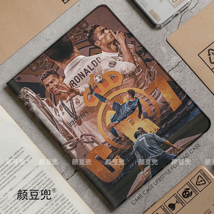 CR7罗纳尔多C罗7号ipad10.2适用于air4/5保护套matepad pro11笔槽mini5/6皮套Pro12.9荣耀V8小米5/6pro华为M6