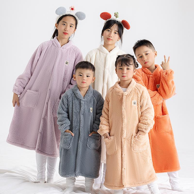 大睡袋宝宝珊瑚绒睡袍秋冬保暖
