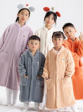 宝宝珊瑚绒睡袍秋冬保暖婴儿睡袋家居服睡裙男女童睡衣秋冬季加厚
